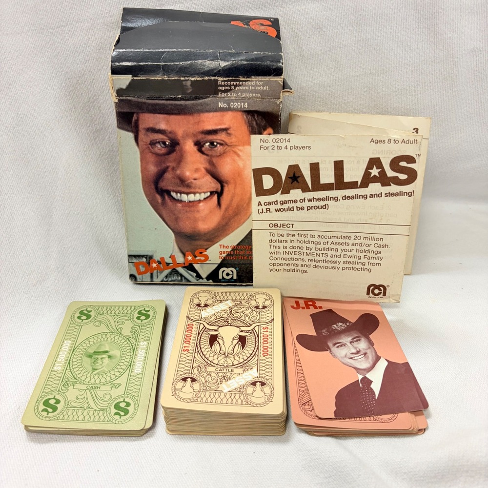 Vintage 1980 Dallas TV Show Strategy Card Game JR Ewing Television Memorabalia